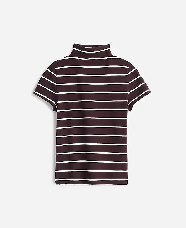 Short-Sleeve Mockneck Tee in Stripe | Madewell | Madewell