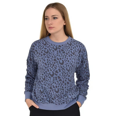 Erika Women's Indigo French Terry Leopard Print Sweatshirt | Medium | Target