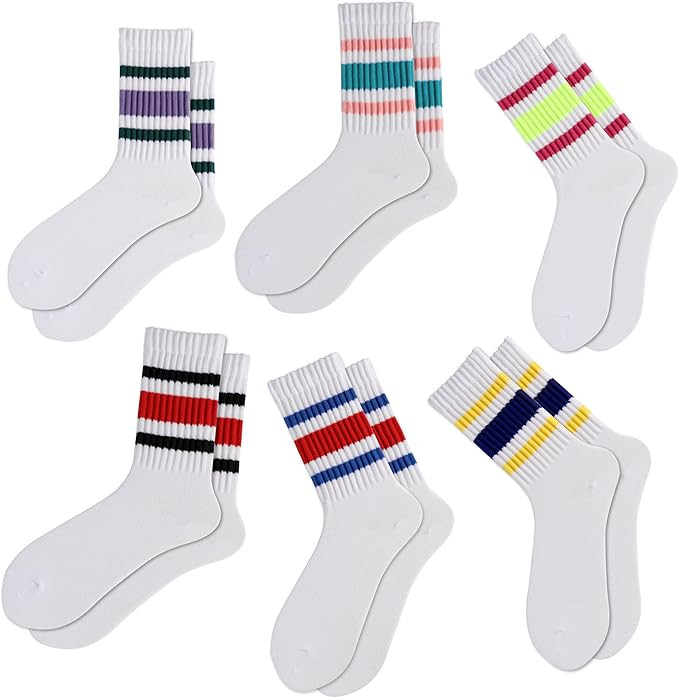 Ultrafun Crew Socks for Women Retro Striped Fun Novelty Socks Sports Casual Cotton Calf Socks Wom... | Amazon (US)