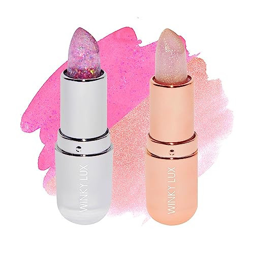 Winky Lux Lavender Glitter Confetti Balm & Rosé Glimmer Balm Duo – Nourishing pH Lip Balms with Color Changing Pink Tint, Hydrating Formula Softens Lips | Amazon (US)