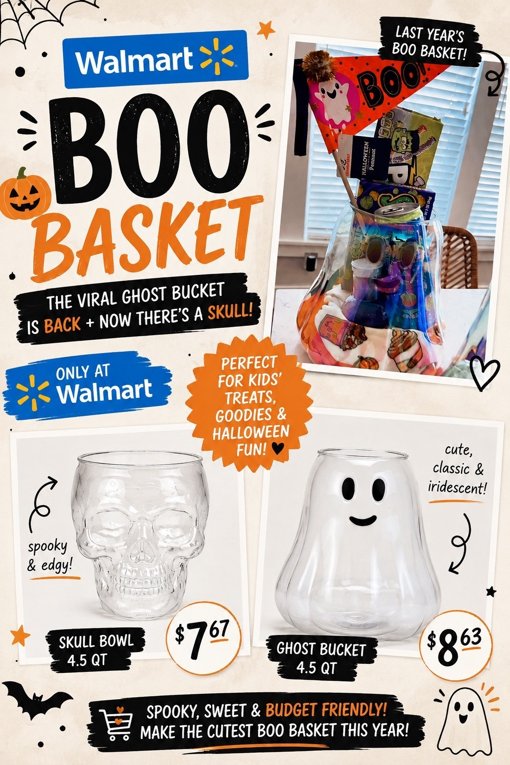 Walmart Boo Basket season is back! 👻🎃 The ghost bucket I used last year is back, PLUS there’s a skull this year 💀 Such a cute & affordable way to fill up Halloween goodies! 🖤

#WalmartFinds #BooBasket #HalloweenFinds #WalmartHalloween #LTKFinds

#LTKmomlife #LTKSeasonal #LTKKids