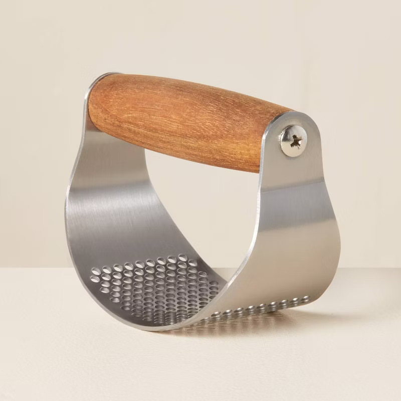 Wood & Stainless Steel Garlic Press Silver/Brown - Hearth & Hand™ with Magnolia | Target