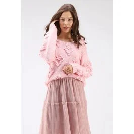 Knit Your Love V-Neck Sweater in Pink | Chicwish