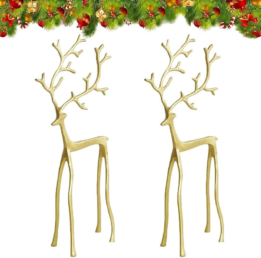 Black Reindeer Statues Christmas Decorations, Set of 2 Black Metal Reindeer Figurines, Modern Alu... | Amazon (US)