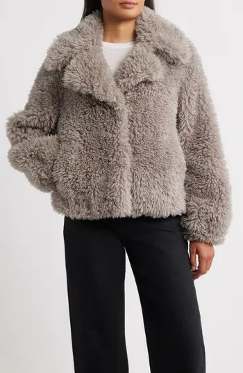 Sam Edelman Short Faux Fur Jacket in Antico Grey at Nordstrom Rack, Size X-Small | Nordstrom Rack