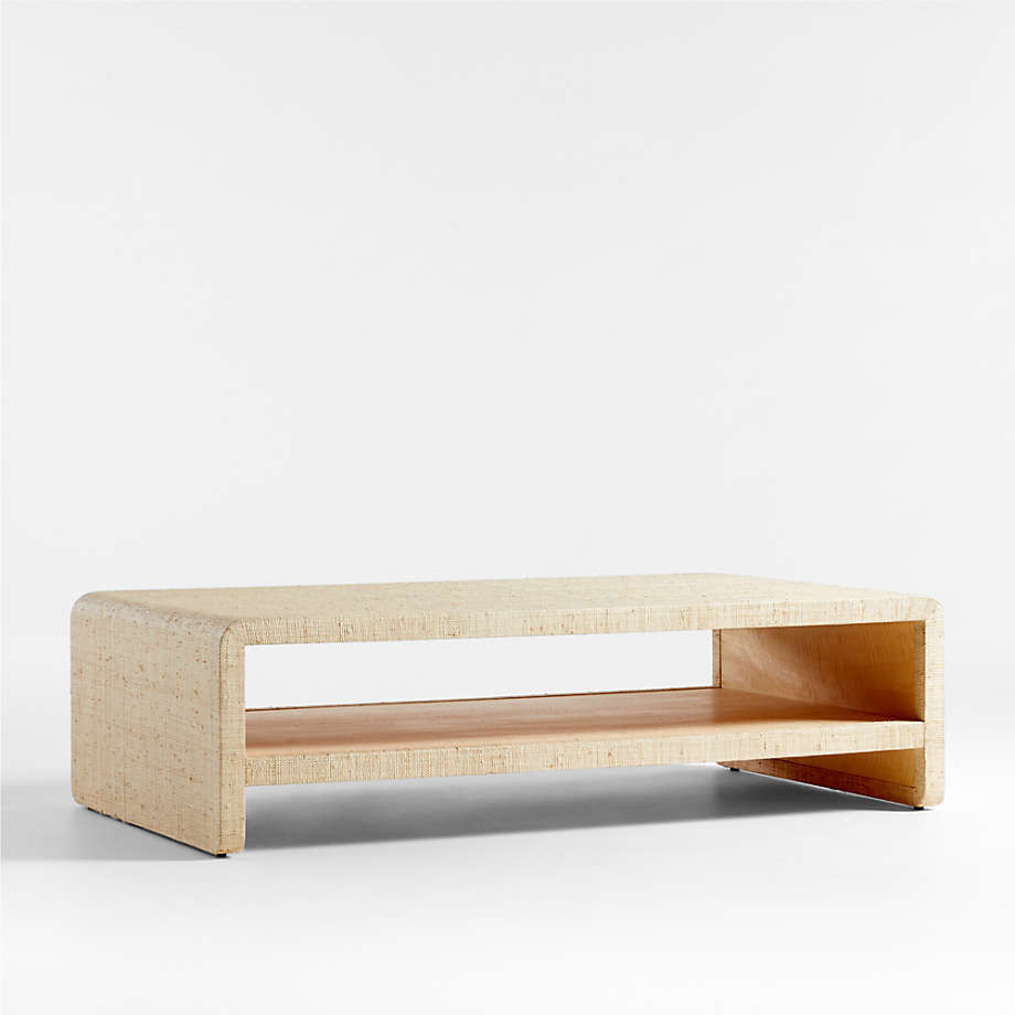 Meadow Natural Grasscloth 54" Rectangular Coffee Table with Shelf + Reviews | Crate & Barrel | Crate & Barrel
