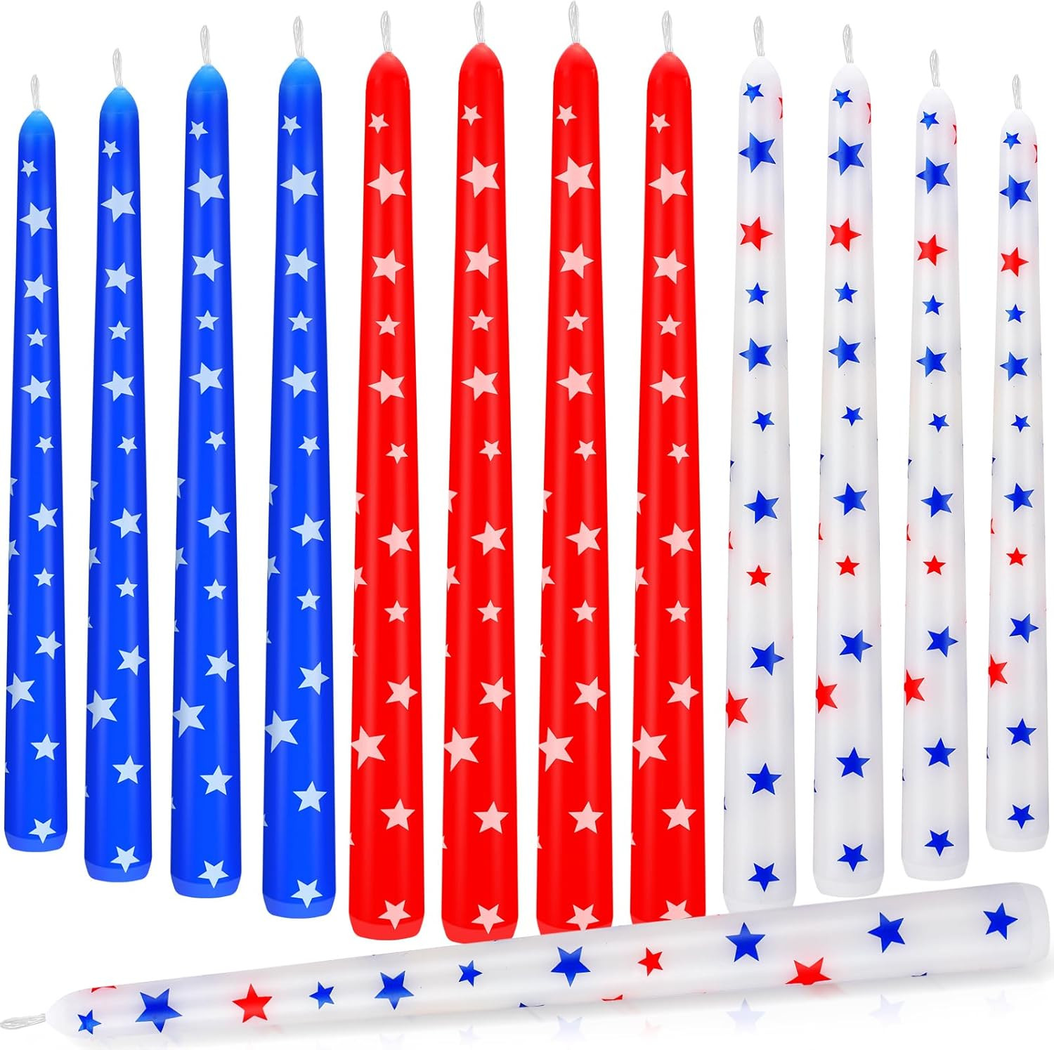 12 Pcs Independence Day Dripless Taper Candles 10 Inch Tall Unscented Candle Sticks White Red Blu... | Amazon (US)