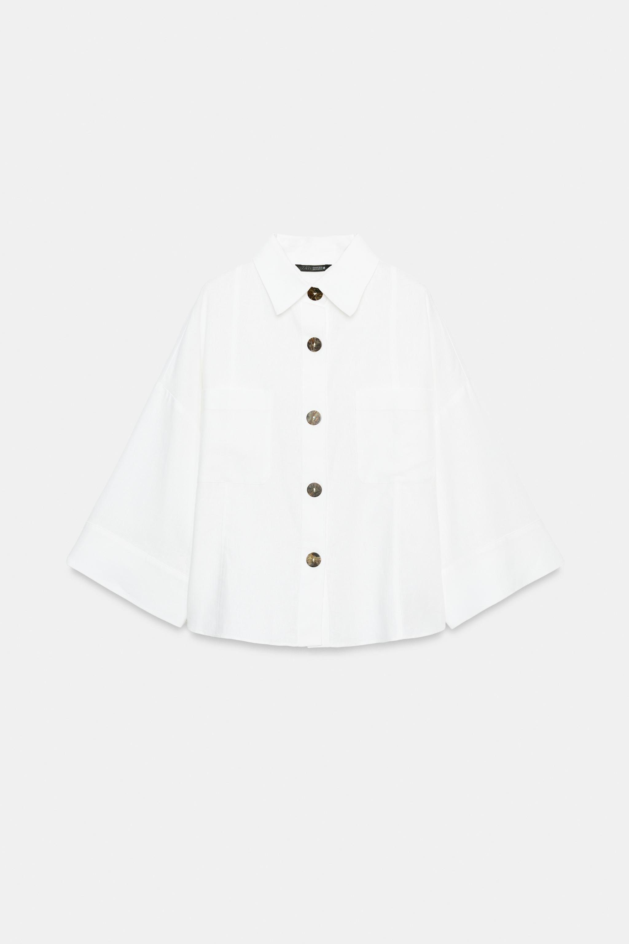LINEN BLEND SHIRT WITH WIDE SLEEVES | Zara UK