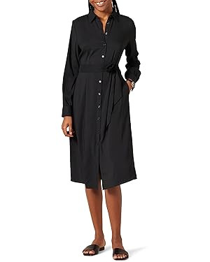 Amazon Essentials Women's Georgette Long Sleeve Midi Length Shirt Dress | Amazon (US)