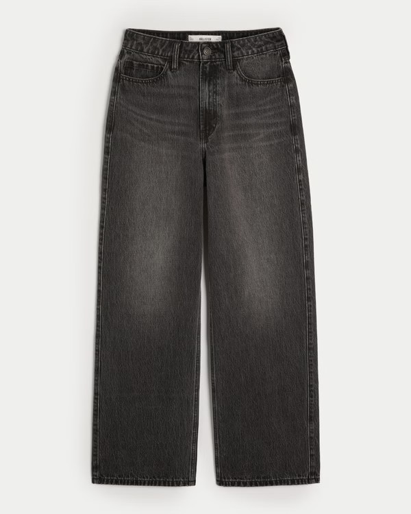 Women's Ultra High-Rise Washed Black Baggy Jeans | Women's Bottoms | HollisterCo.com | Hollister (US)