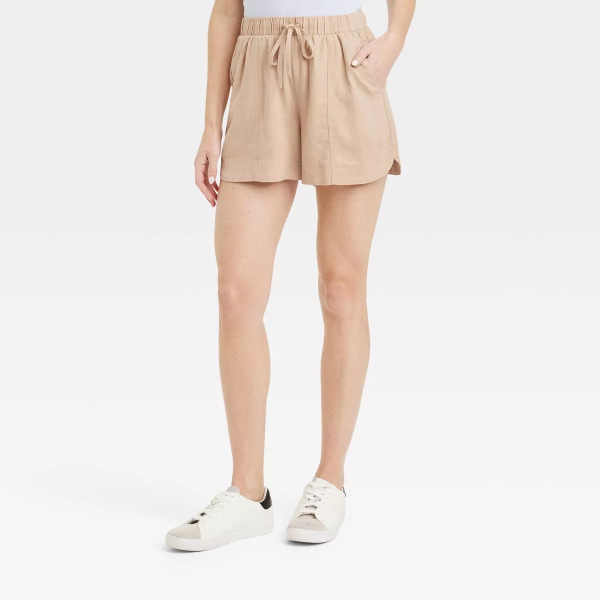 Women's High-Rise Linen Pull-On Shorts - Universal Thread™ Tan L | Target