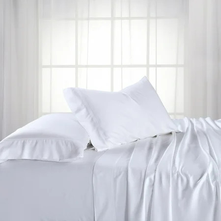 100% Bamboo Sheets Woven at 600 Thread Counts Softest Sheet Set with Deep Pockets -Queen Size-White | Walmart (US)