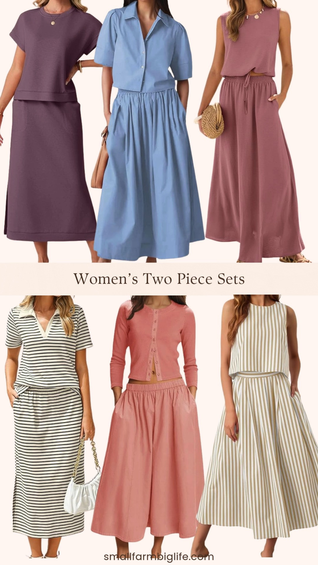 Matching sets just make getting dressed so easy 🤍✨

From tan and white striped skirt sets to baby blue button fronts, pink cardigan + flowy pant combos, and chic neutral stripes, these Amazon two piece sets are effortless for spring and summer. Whether you’re headed to brunch, vacation, or just want a polished everyday look, these sets do all the styling for you 💕 

 #LTKgrwm #LTKootd #LTKOver40