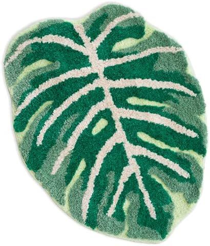 FrecklePot FRECKLEPOT Monstera Non Slip Bath Mat or Kitchen Tufted Rug,Plant Leaf Shaped Kids Pet... | Amazon (US)
