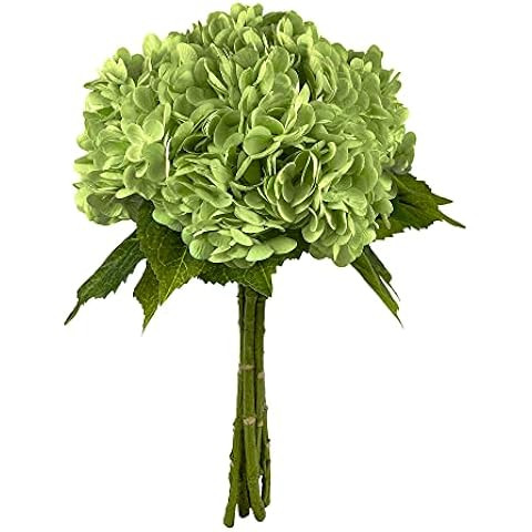 Hydrangea Artificial Flower Natural Lifelike Real 21inch Latex Long Stem 2 Light Green+2 Dark Gre... | Amazon (US)
