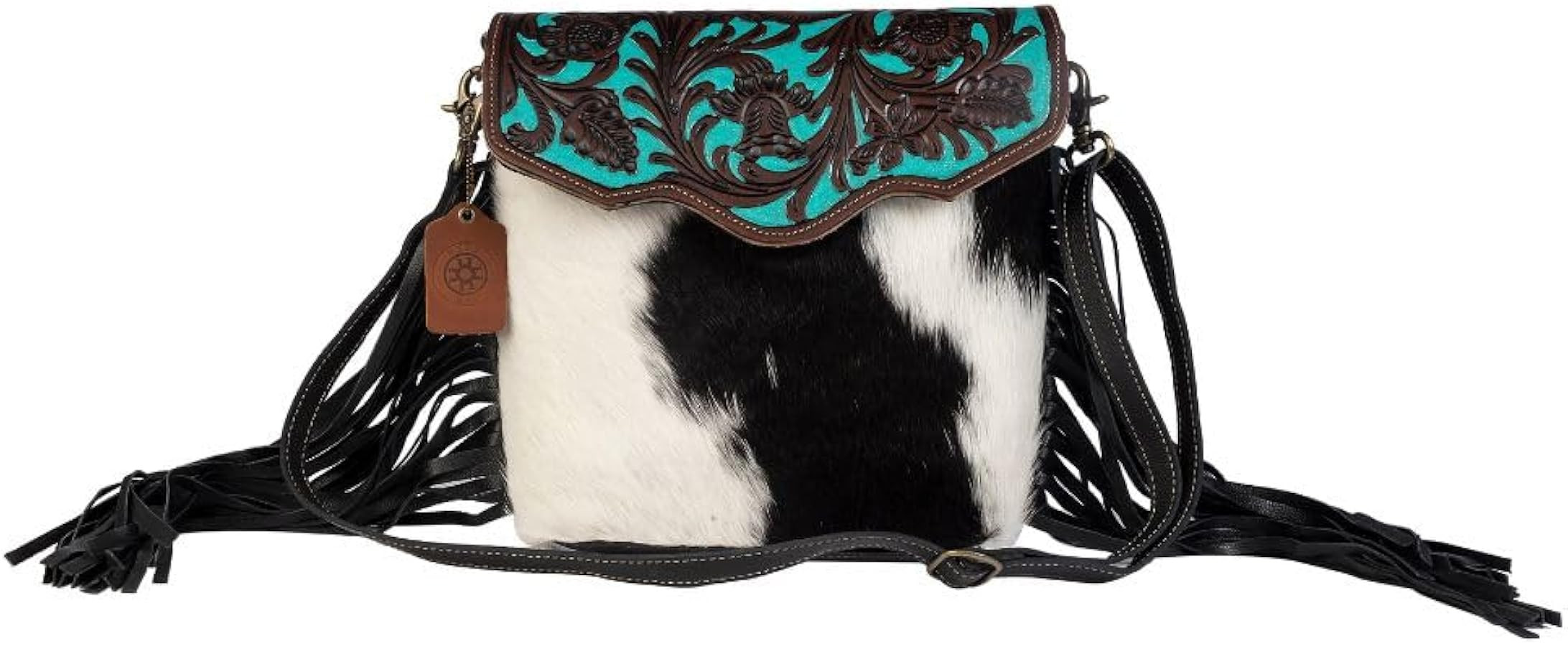 Myra Bag Western Style Purse - Fringe Purses for Women with Real Cowhide and Blue Accents, Leathe... | Amazon (US)