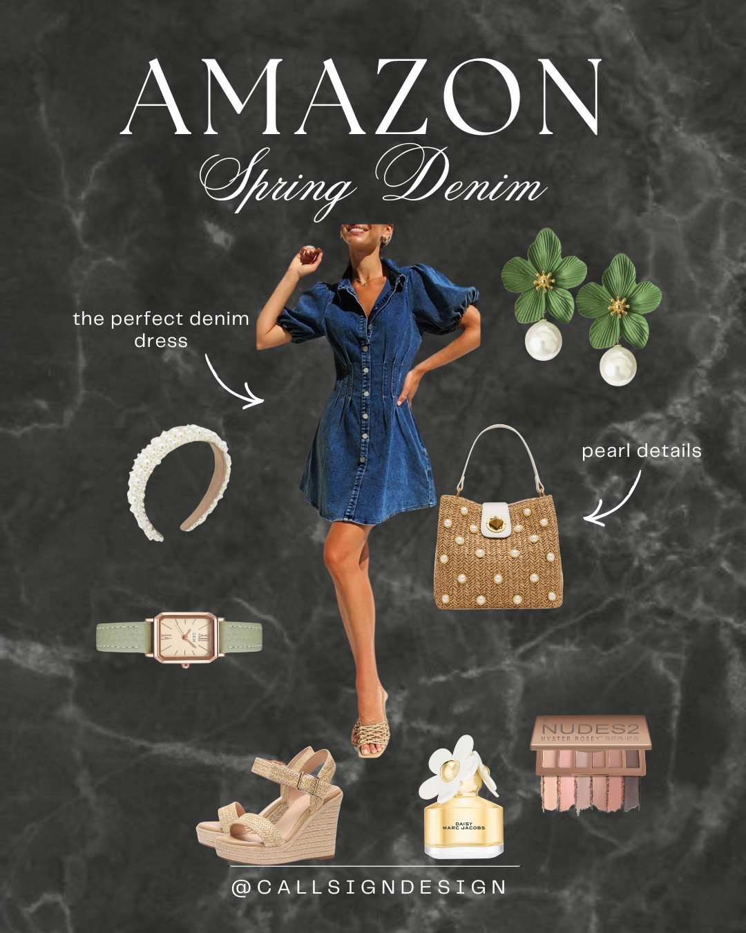 Spring denim with the sweetest details 🌼💙

A breezy denim dress paired with a woven purse, floral earrings, and a spritz of Daisy for the perfect fresh-for-spring vibe. Easy, feminine, and made for sunny days.  

 #LTKdayinmylife #LTKgrwm #LTKootd