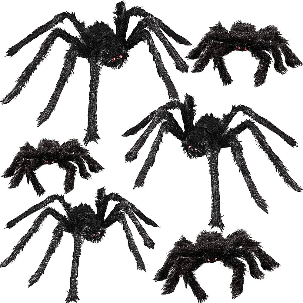 "6 Halloween Spider Decorations, Realistic Hairy Spiders Set, Giant Scary Spider Props for Yard, ... | Amazon (US)
