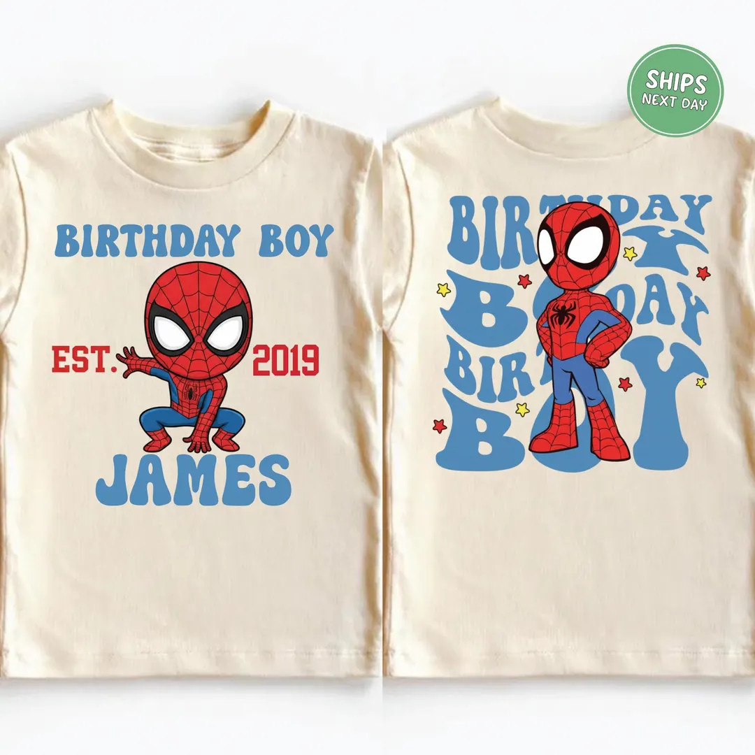 Custom Spider Birthday Boy Shirt Personalized Birthday Shirt Matching Superhero Spidey Birthday S... | Etsy (US)