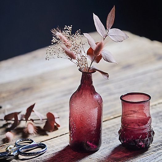 Amethyst Recycled Glass Bud Vases, Set of 2 | Terrain