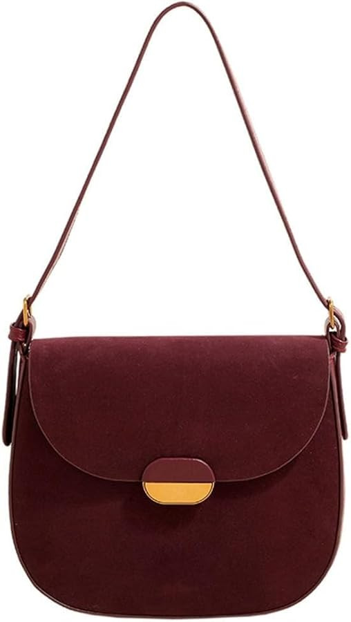 Burgundy Suede Shoulder Bags For Women Brown Suede Small Trendy Wine Crossbody Bag Saddle Suede S... | Amazon (US)