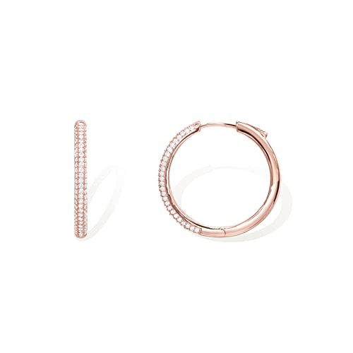 PAVOI 14K Gold Plated 925 Sterling Silver Cubic Zirconia Hoop Earrings | Amazon (US)