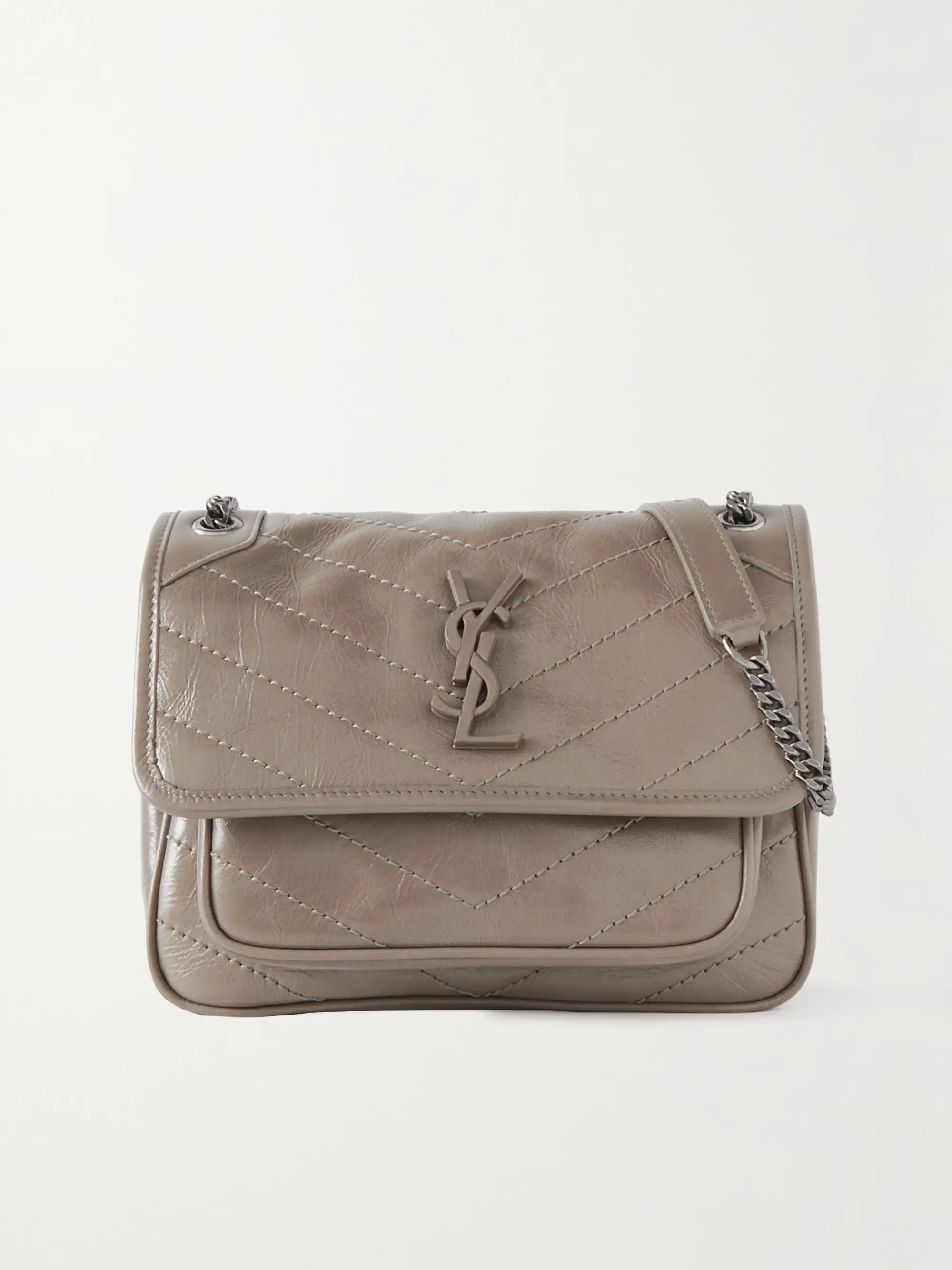 SAINT LAURENT Niky mini quilted crinkled-leather shoulder bag | NET-A-PORTER | NET-A-PORTER (US)