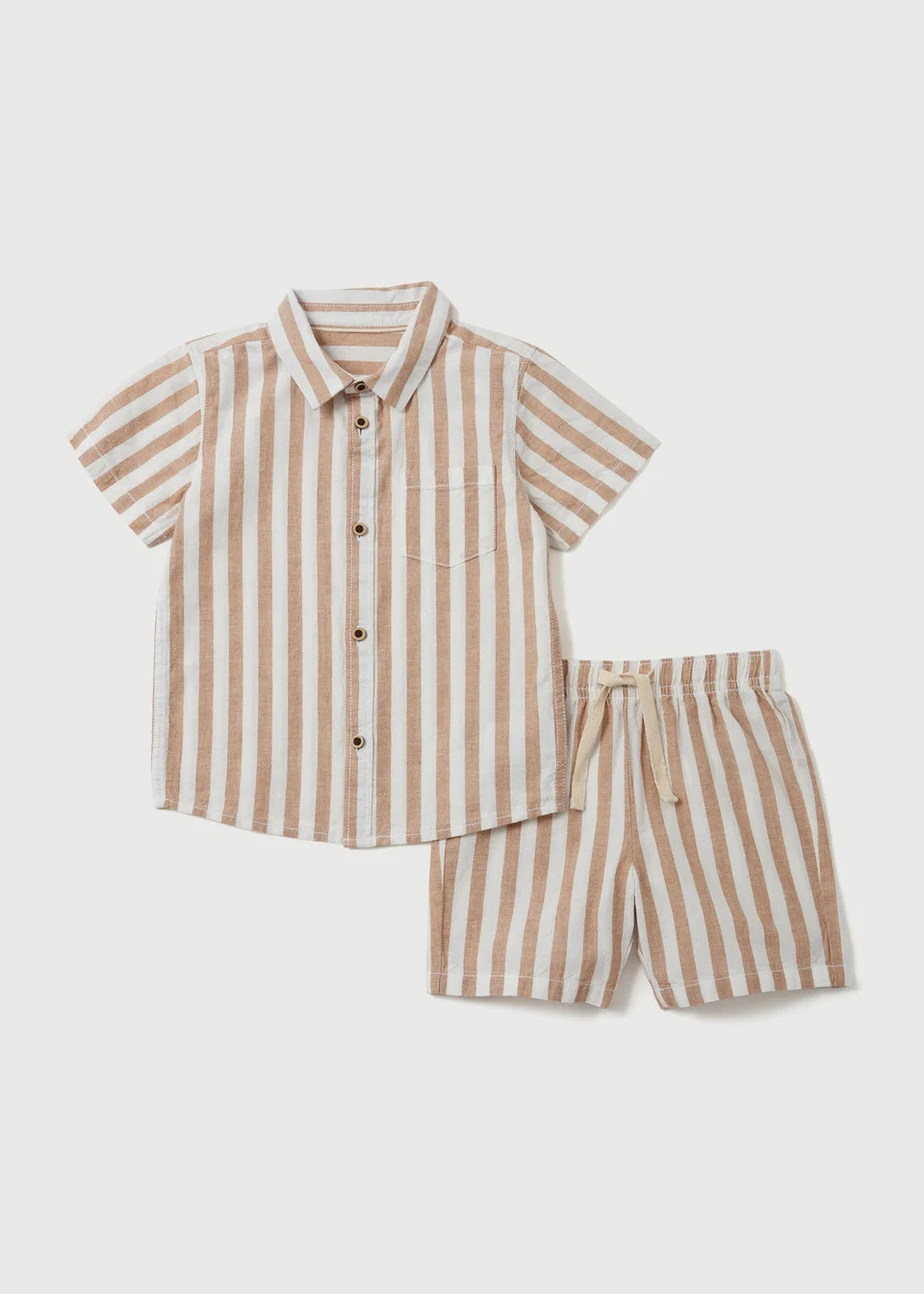 Boys Stone Stripe Shirt & Shorts Set (1-7yrs) - 1 to 1 half years | Matalan (UK)