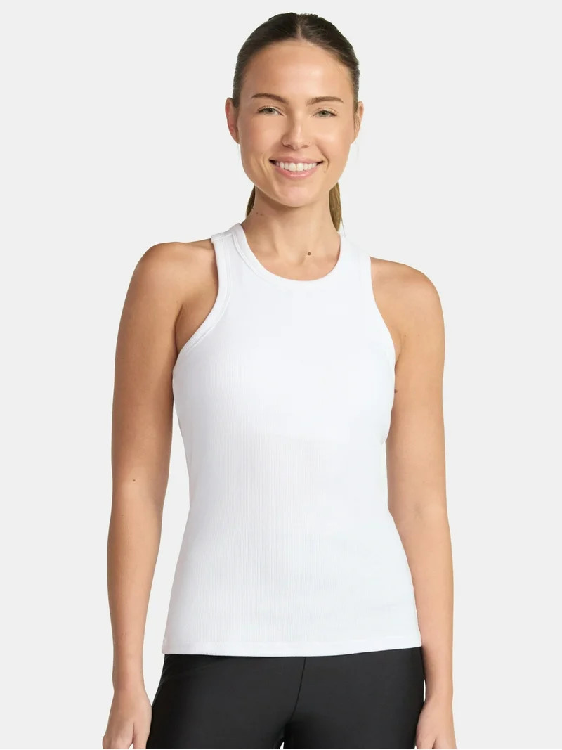 Avia Women's Cotton Ribbed Tank Top with Shelf Bra, Sizes XS-XXXL | Walmart (US)