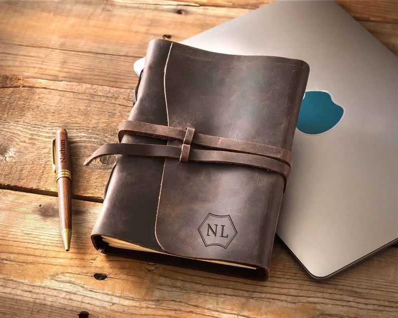 Personalized Leather Journal & Wood Pen Set Custom Notebook - Etsy | Etsy (US)