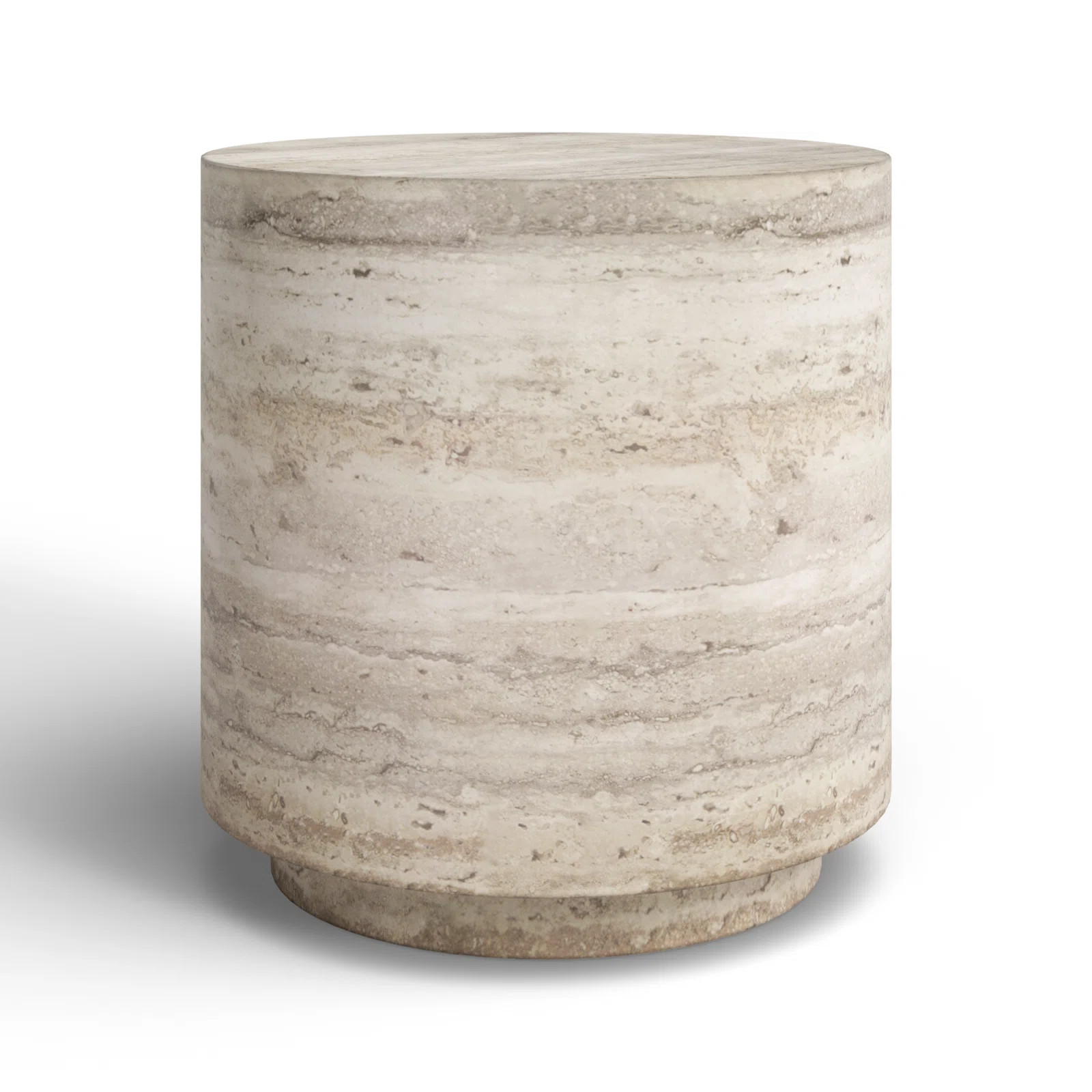Seraphine Faux Travertine Round End Table | Wayfair North America