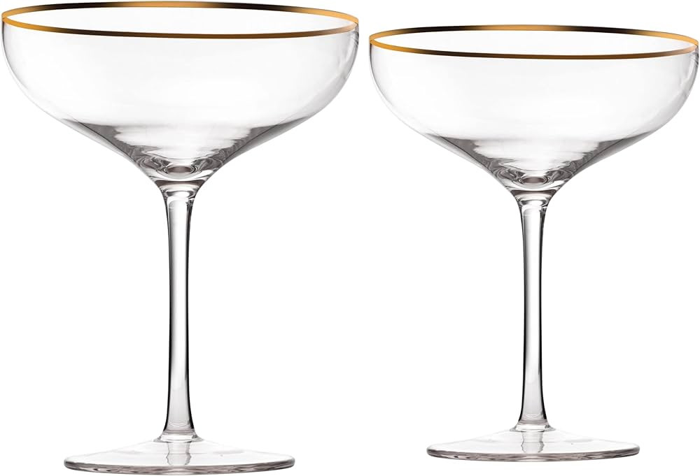 The Wine Savant Colored Crystal Gilded Rim Coupe Glass, Large 9oz Cocktail & Champagne Glasses 2-... | Amazon (US)