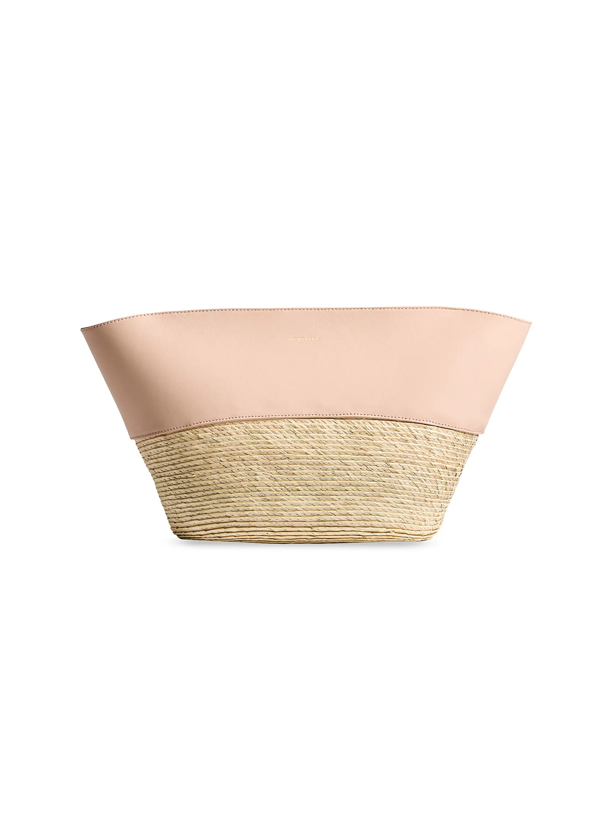 Basket Woven Palm & Leather Clutch | Saks Fifth Avenue