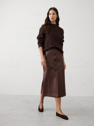 Vegan Leather Midi Skirt | Banana Republic Factory