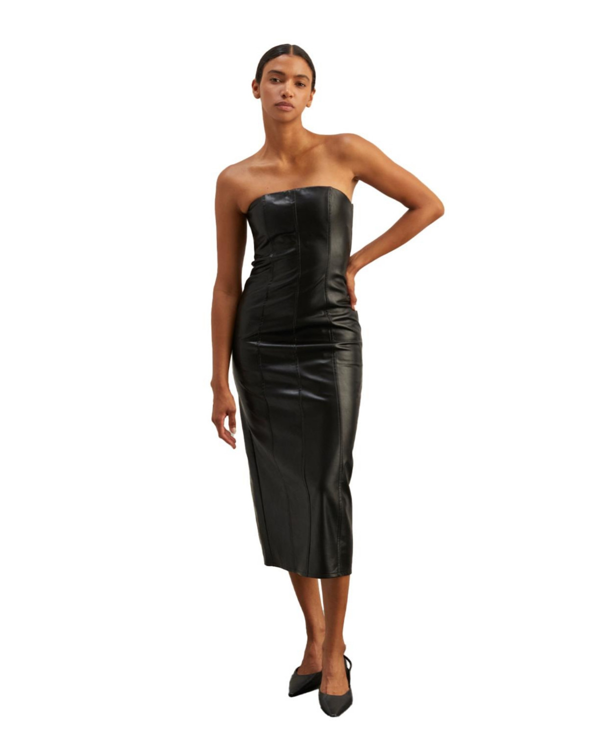 Crescent Women's Valentina Leather Tube Dress - Black | Macy's