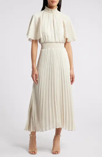 Julia Jordan Flutter Sleeve Pleated Midi Dress | Nordstrom | Nordstrom