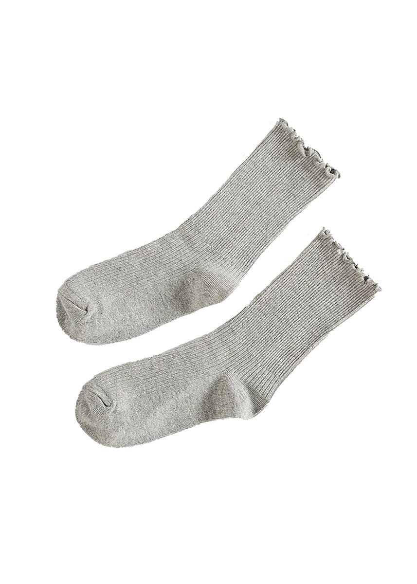 Ruffled Long Socks - Light Grey | Alice & Wonder