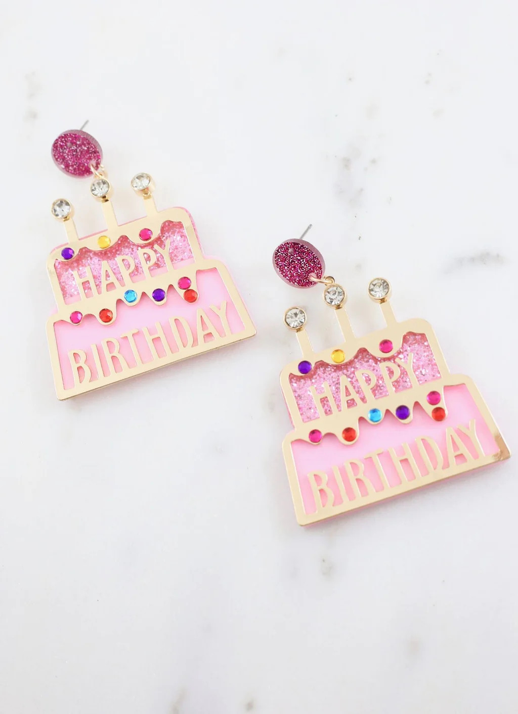 Happy Birthday Cake Earring PINK | Caroline Hill