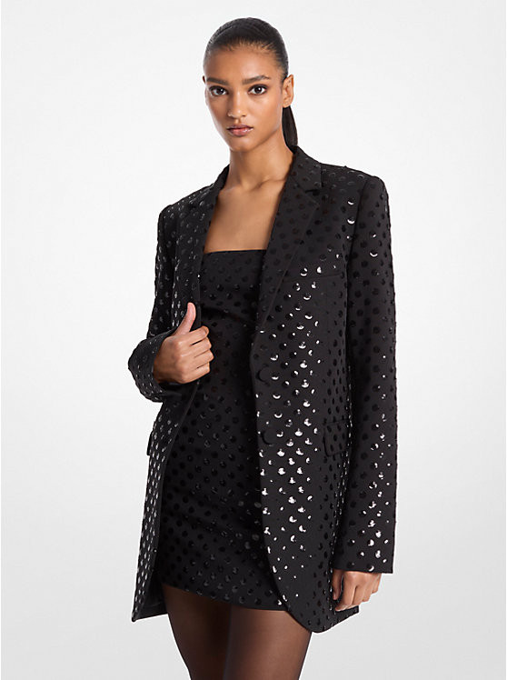 Sequined Dot Stretch Crepe Blazer | Michael Kors US