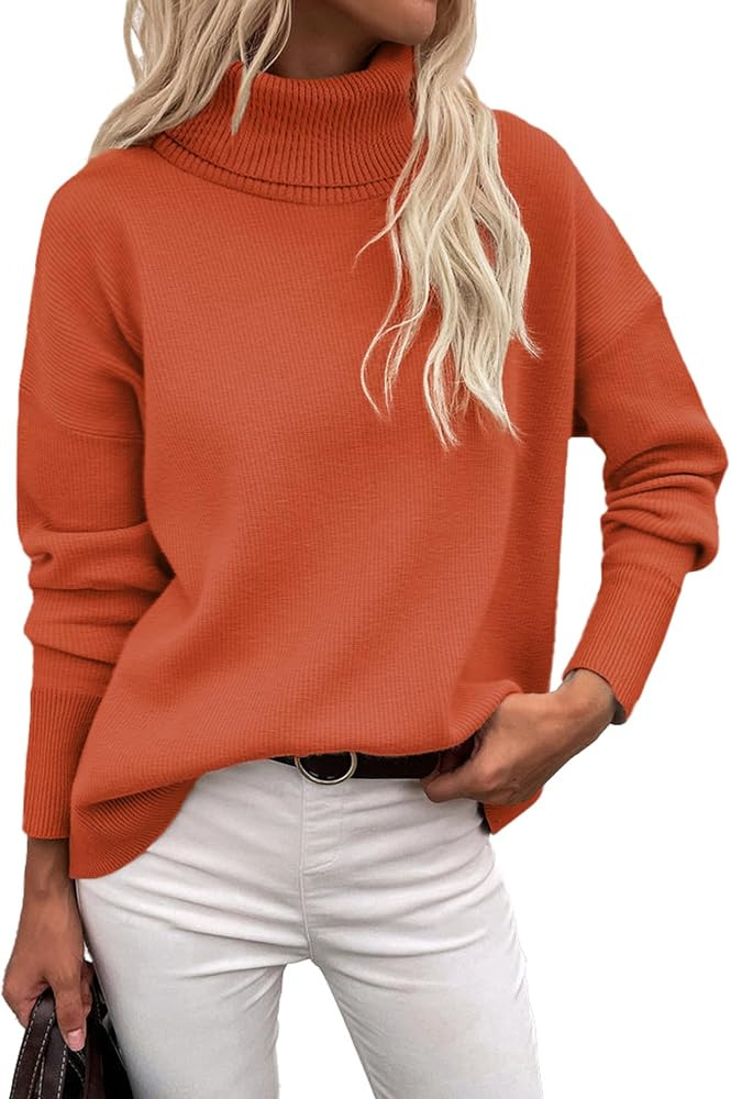 Zeagoo Women's Turtleneck Sweater 2024 Fall Winter Chunky Knitted Pullover High Low Hem Trendy Ba... | Amazon (US)