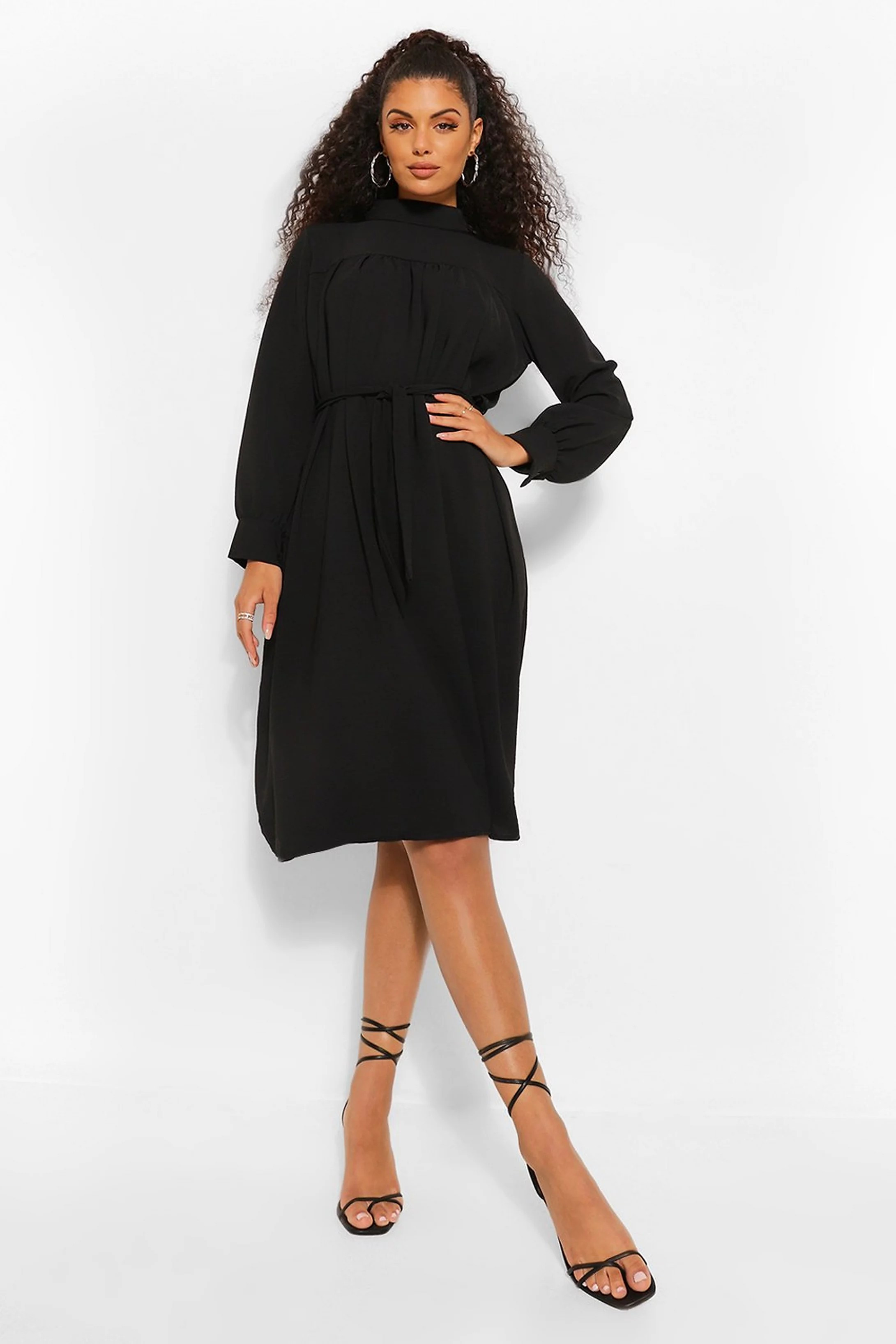 High Neck Smock Midi Dress | Boohoo.com (US & CA)