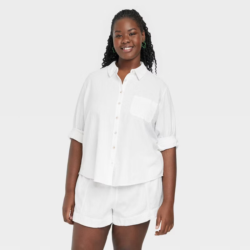 Women's Long Sleeve Relaxed Fit Collared Button-Down Shirt - Universal Thread™ | Target