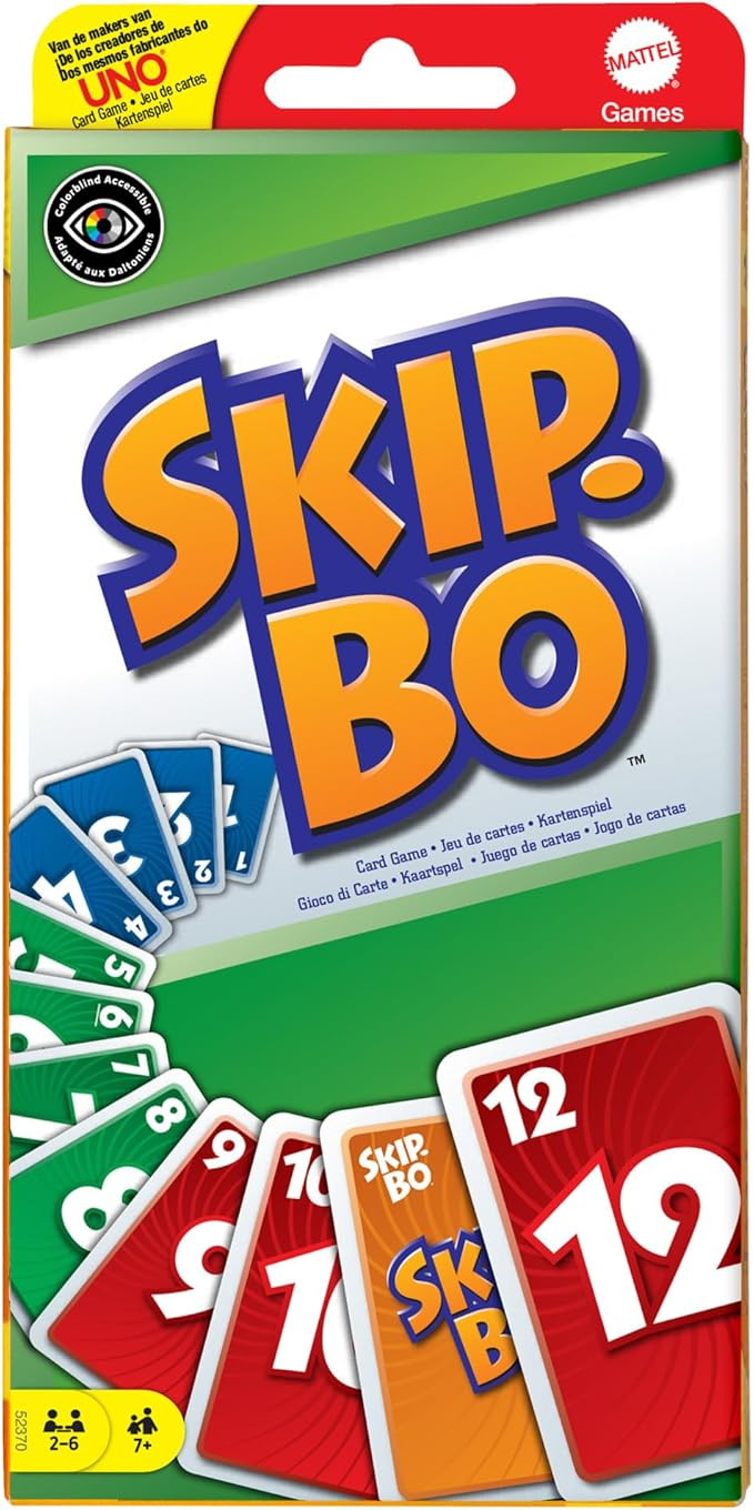 Mattel Games, Skip-BO Card Games for Ages +7, Card sequencying Family Game from UNO Creators, 523... | Amazon (US)