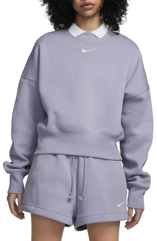 Nike Phoenix Fleece Crewneck Sweatshirt in Indigo Haze/Sail at Nordstrom, Size Xx-Large | Nordstrom