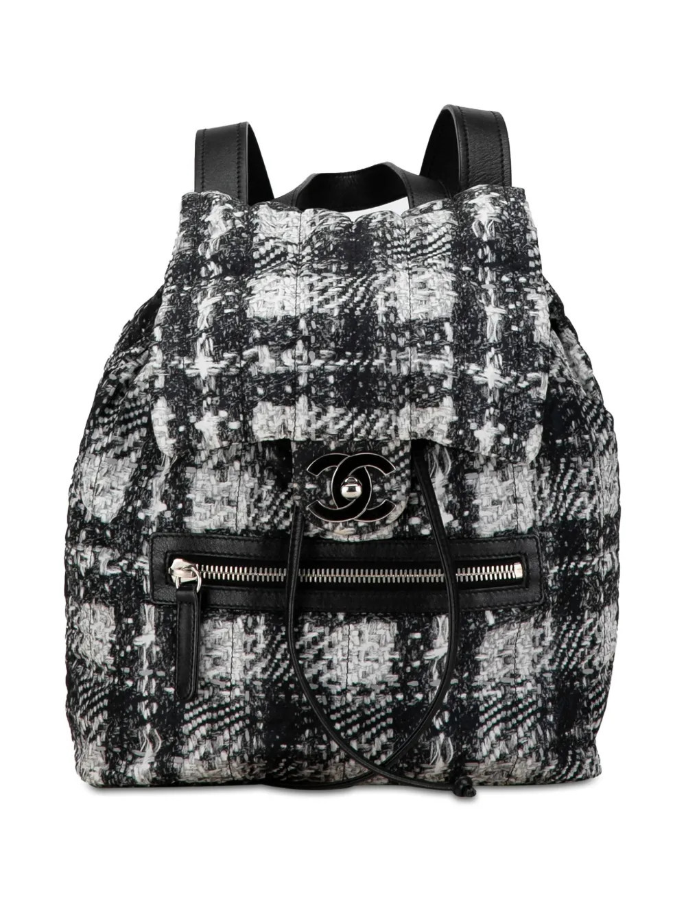 CHANEL Pre-Owned 2013-2014 CC Nylon Tweed Printed backpack - Black | Farfetch Global