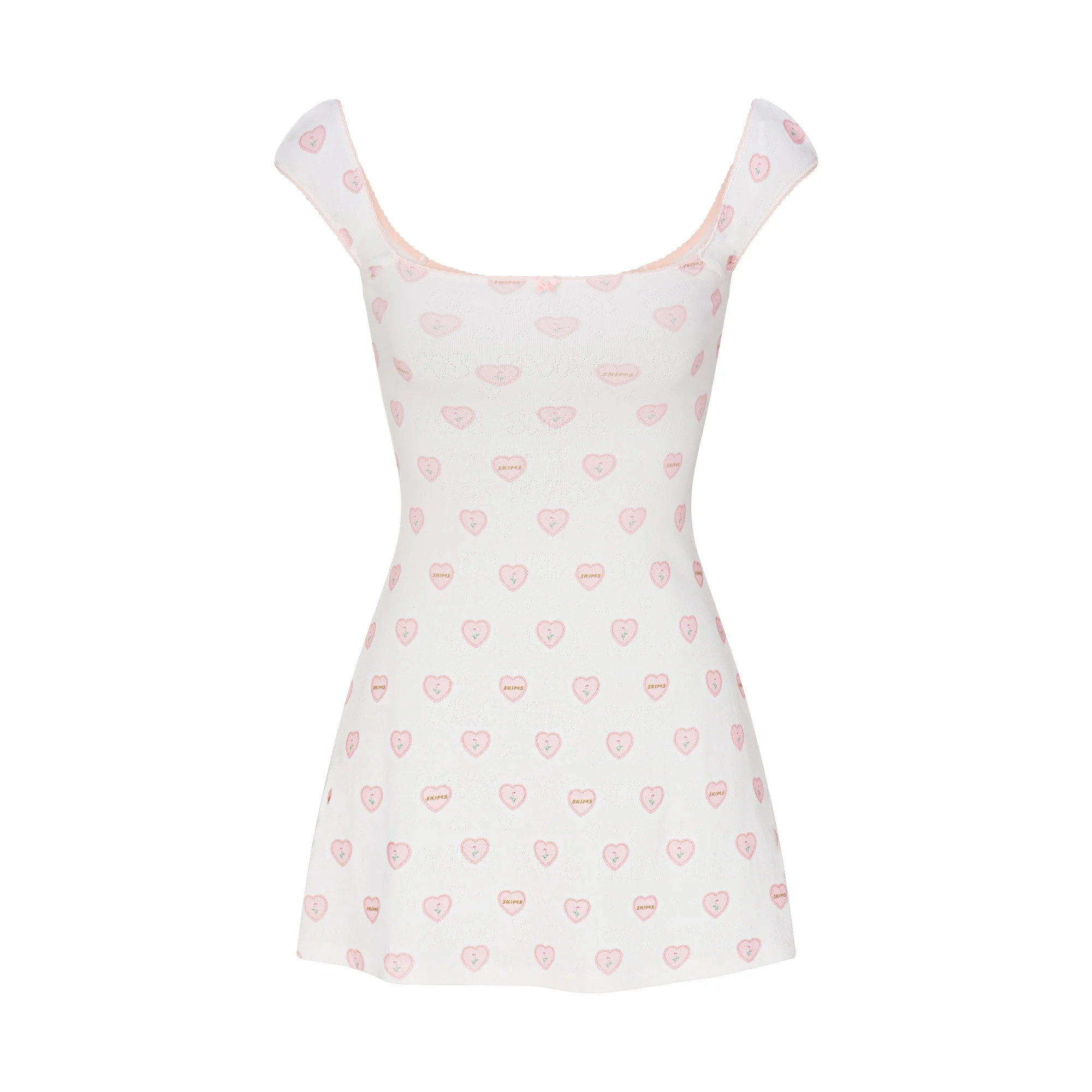 LOGO POINTELLE MINI DRESS | SNOW LACE HEARTS | SKIMS | SKIMS (US)