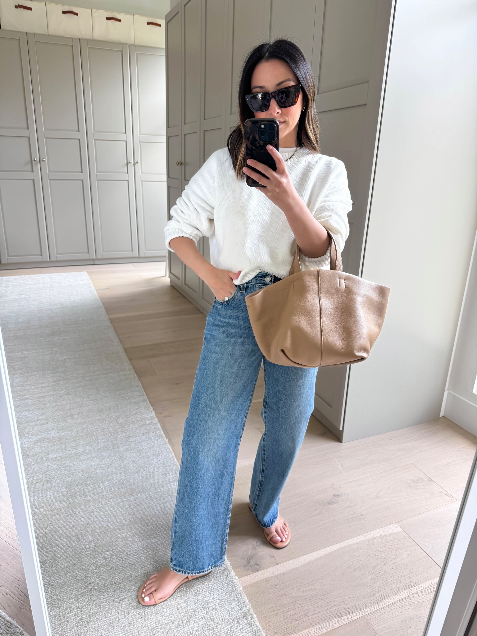 Probably my favorite mid-rise jeans. And at a great price! No hemming needed for petites. Straight slouch. 

Look 1
Quince cotton sweater small
Levi’s 90’s Crop 25
Everlane tee medium
Tkees phoebe sandals 5
Mansur Gavriel bag - old
Celine sunglasses 
Quince earrings
Dorsey James necklace 15"

Petite style, spring outfits 2026, jeans 

#LTKPetite #LTKSeasonal #LTKootd