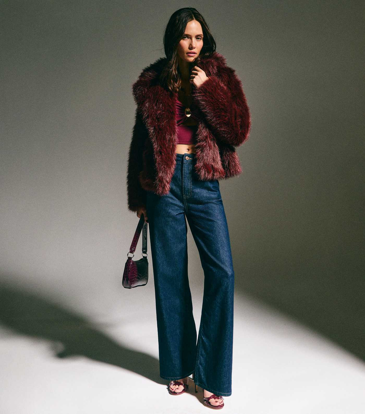 Dark Burgundy Faux Fur Coat | New Look | New Look (UK)