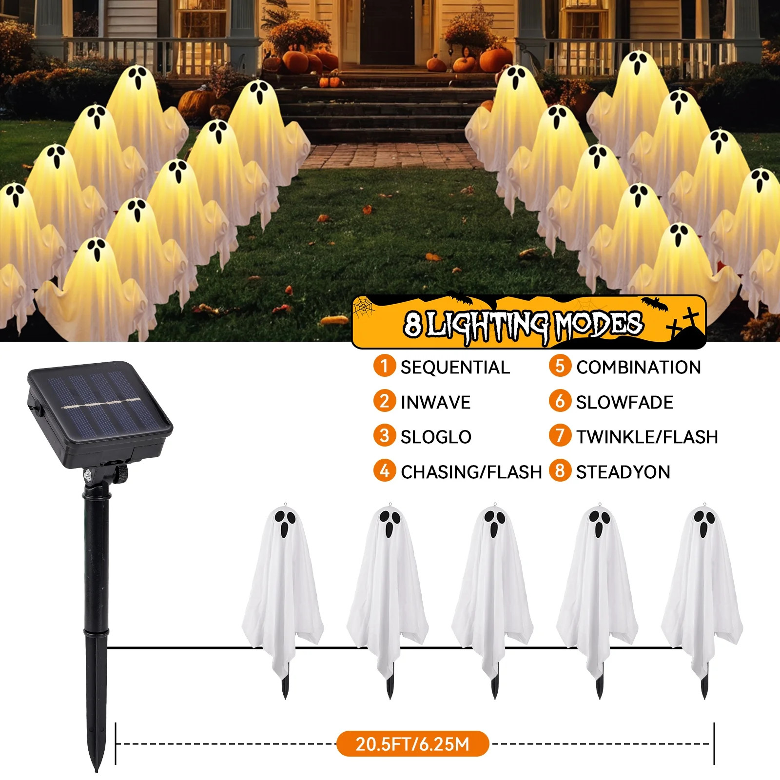 Halloween Decorations, Solar Garden Lights Outdoor, 5Packs Halloween Ghost Decorations Lights Ind... | Walmart (US)