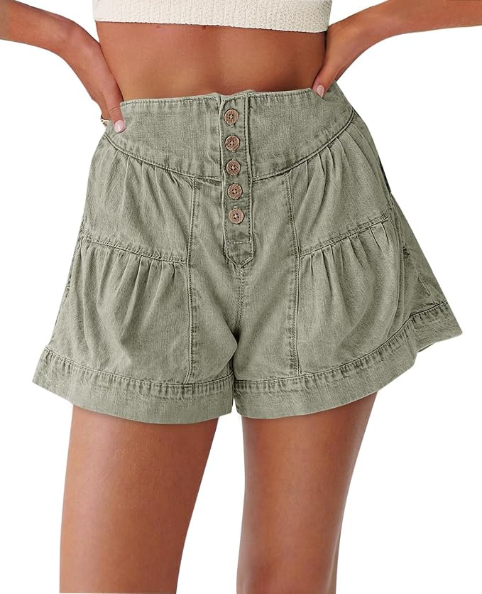 Cicy Bell Womens Summer Flowy Jean Shorts Button Up High Waisted Wide Leg Denim Skort with Pocket... | Amazon (US)